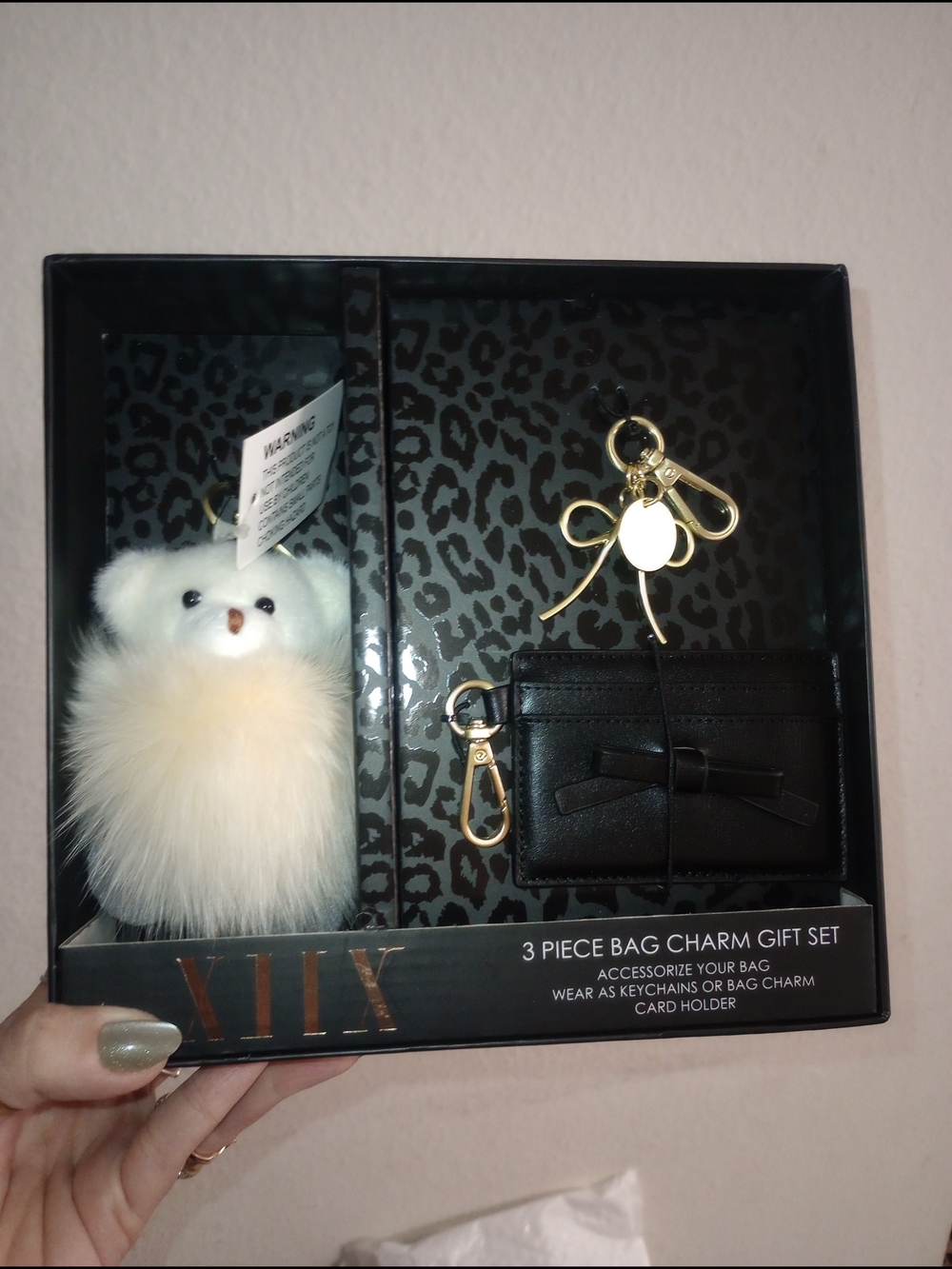 3-Piece Purse Bear Charm Gift Set